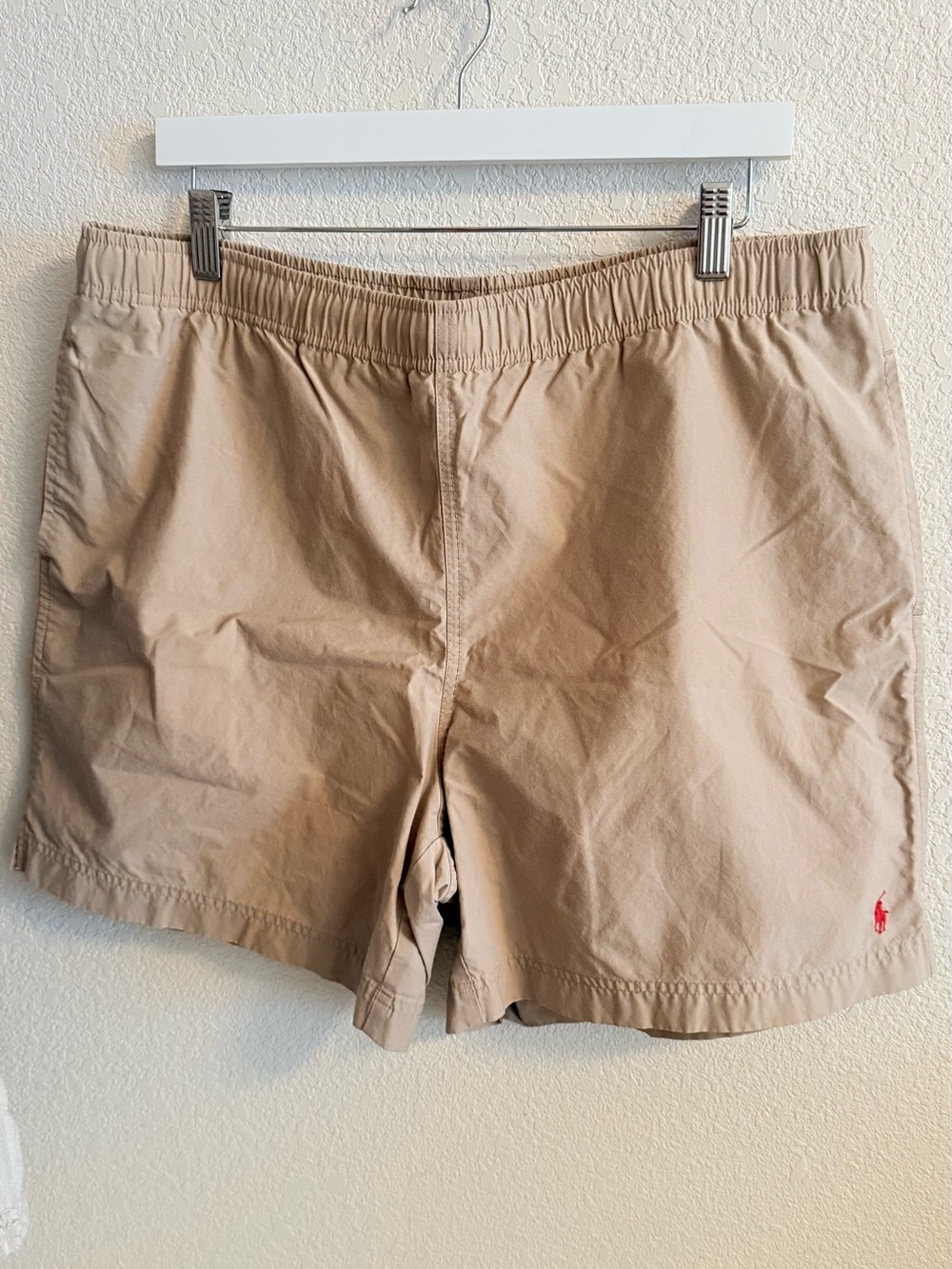 Ralph Lauren Tan Cotton Women’s Shorts with Red Polo Logo
